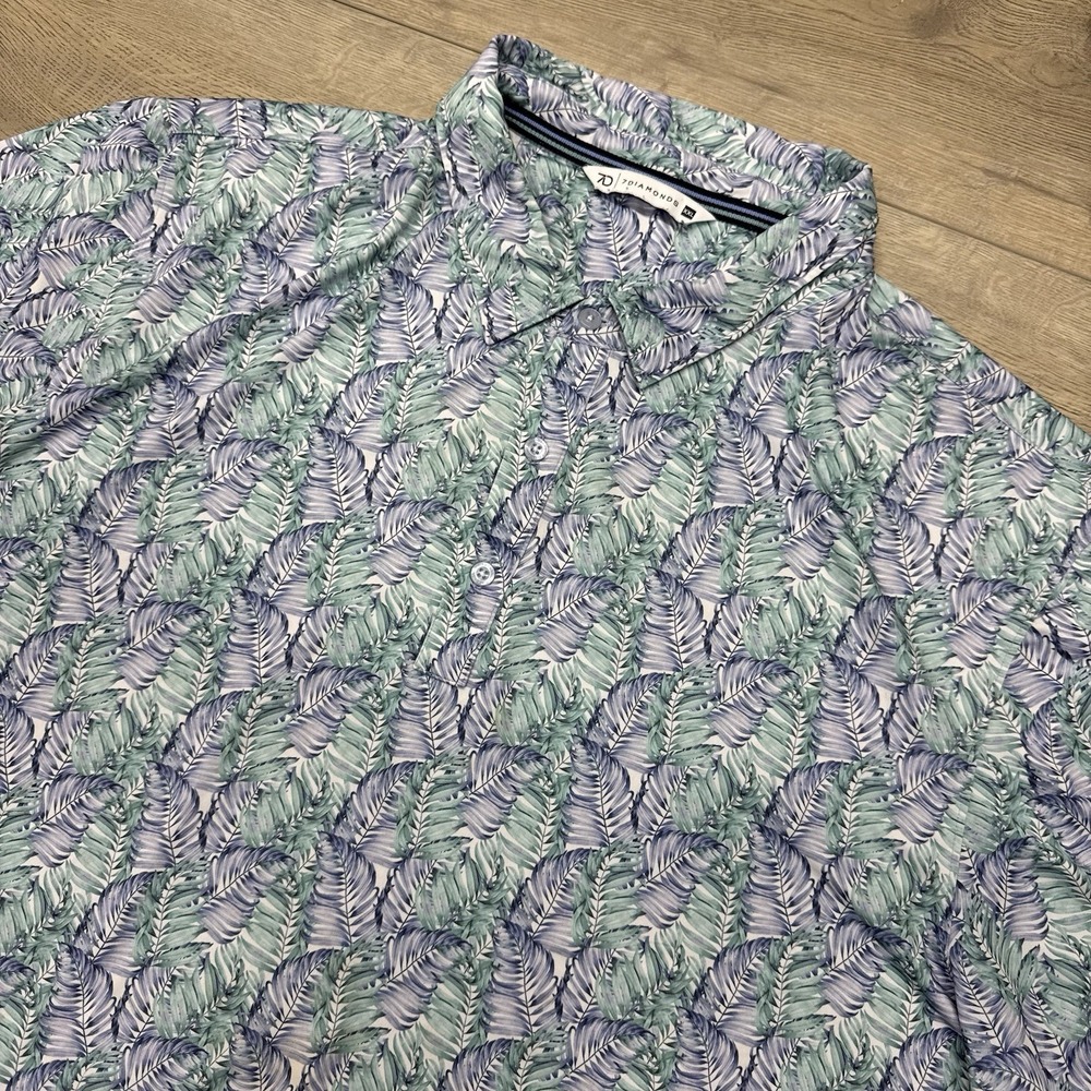 7 Diamonds Multicolor Floral 4 Way Stretch Polo Men's Sz XXL Prep Golf